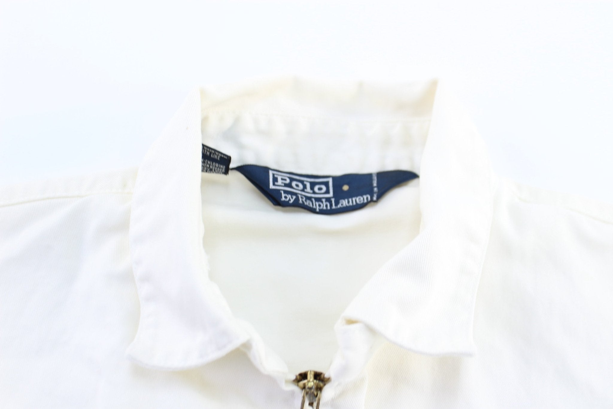 Polo by Ralph Lauren Embroidered Logo White Zip Up Jacket - ThriftedThreads.com