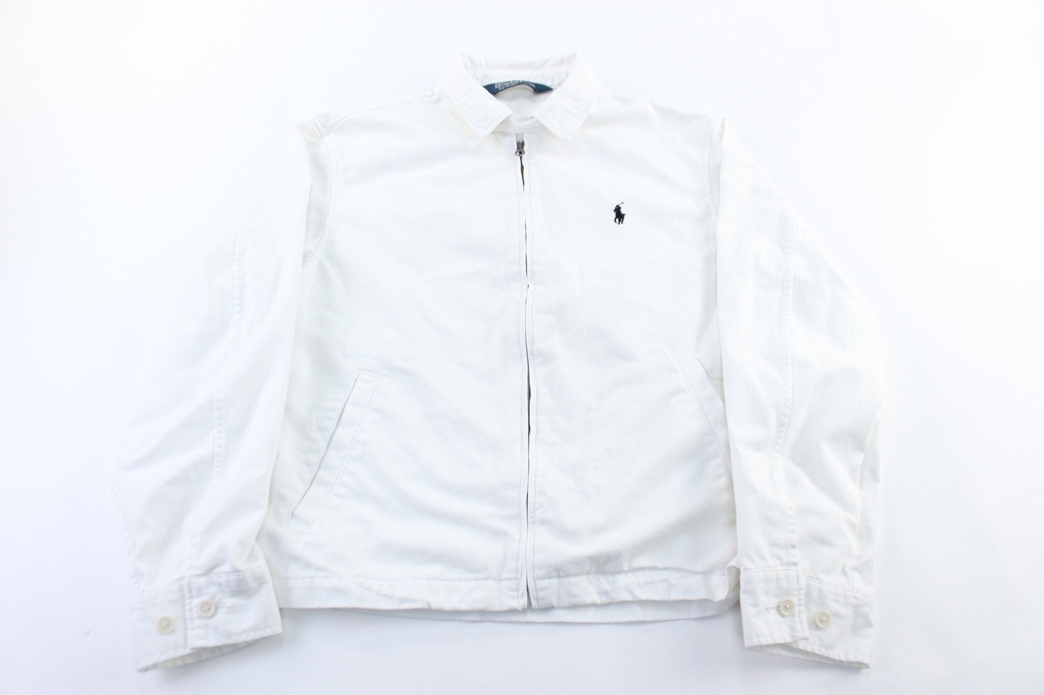 Polo by Ralph Lauren Embroidered Logo White Zip Up Jacket - ThriftedThreads.com