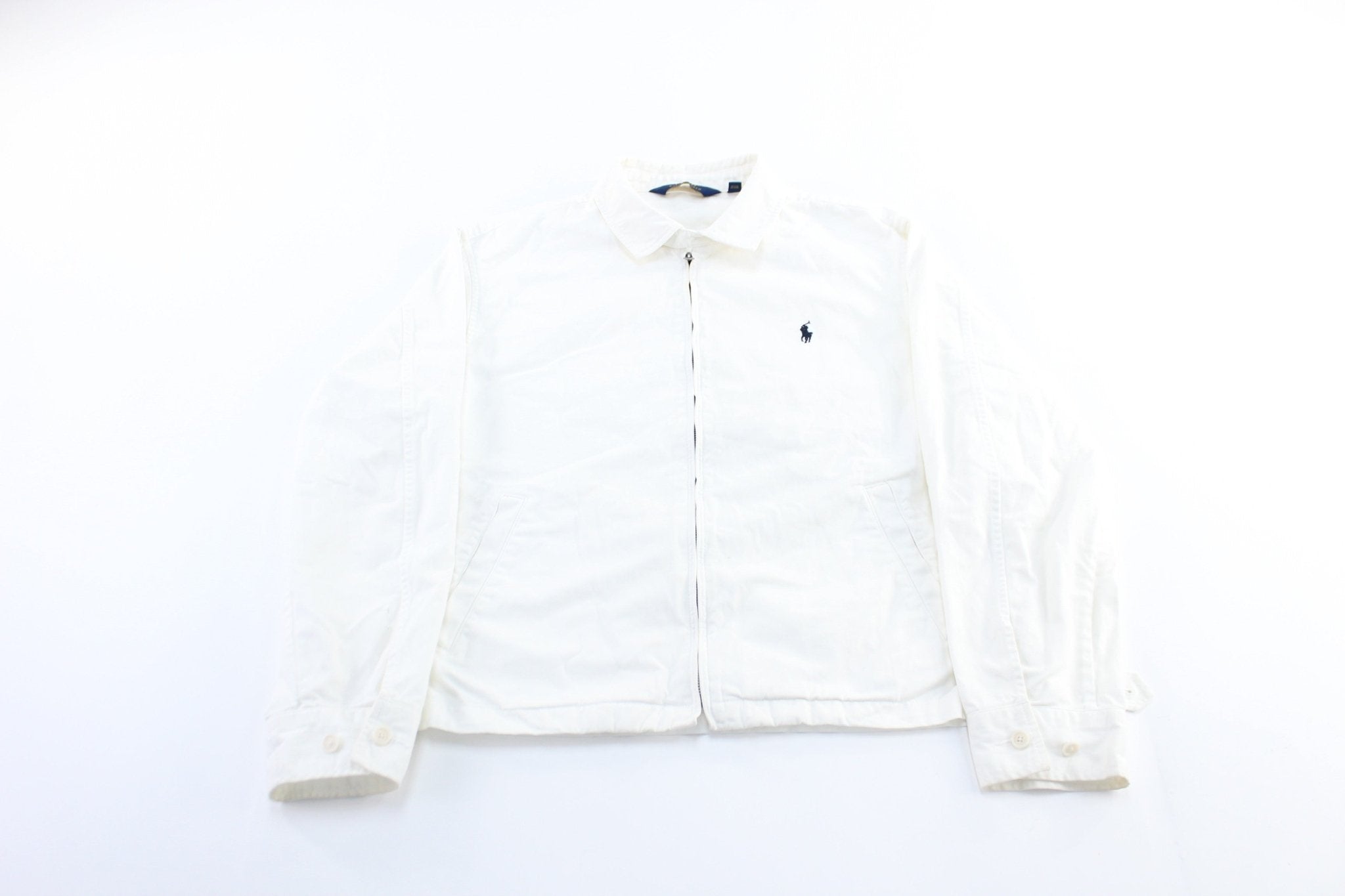 Polo by Ralph Lauren Embroidered Logo White Zip Up Jacket - ThriftedThreads.com