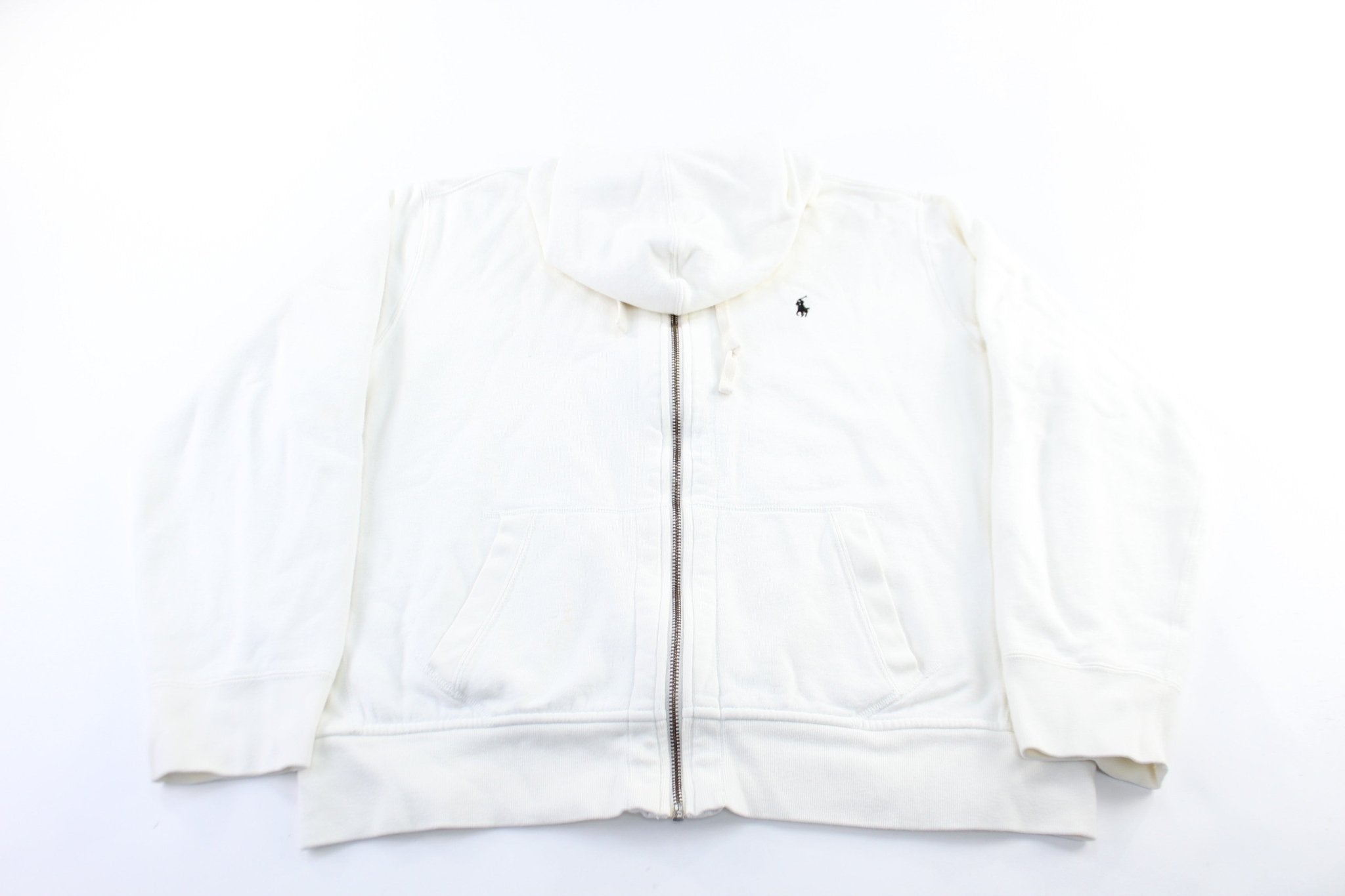 Polo by Ralph Lauren Embroidered Logo White Zip Up Jacket - ThriftedThreads.com