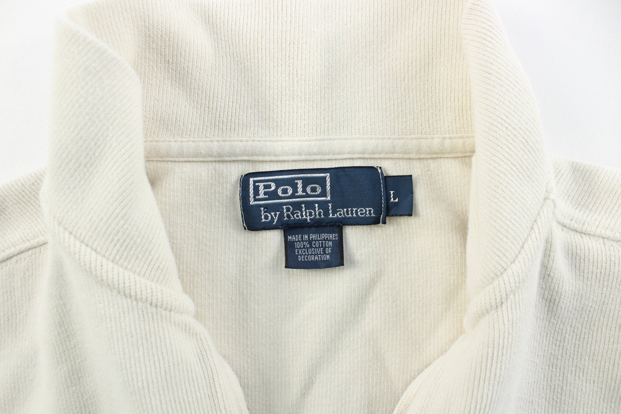 Polo by Ralph Lauren Embroidered Logo White Zip Up Sweater - ThriftedThreads.com