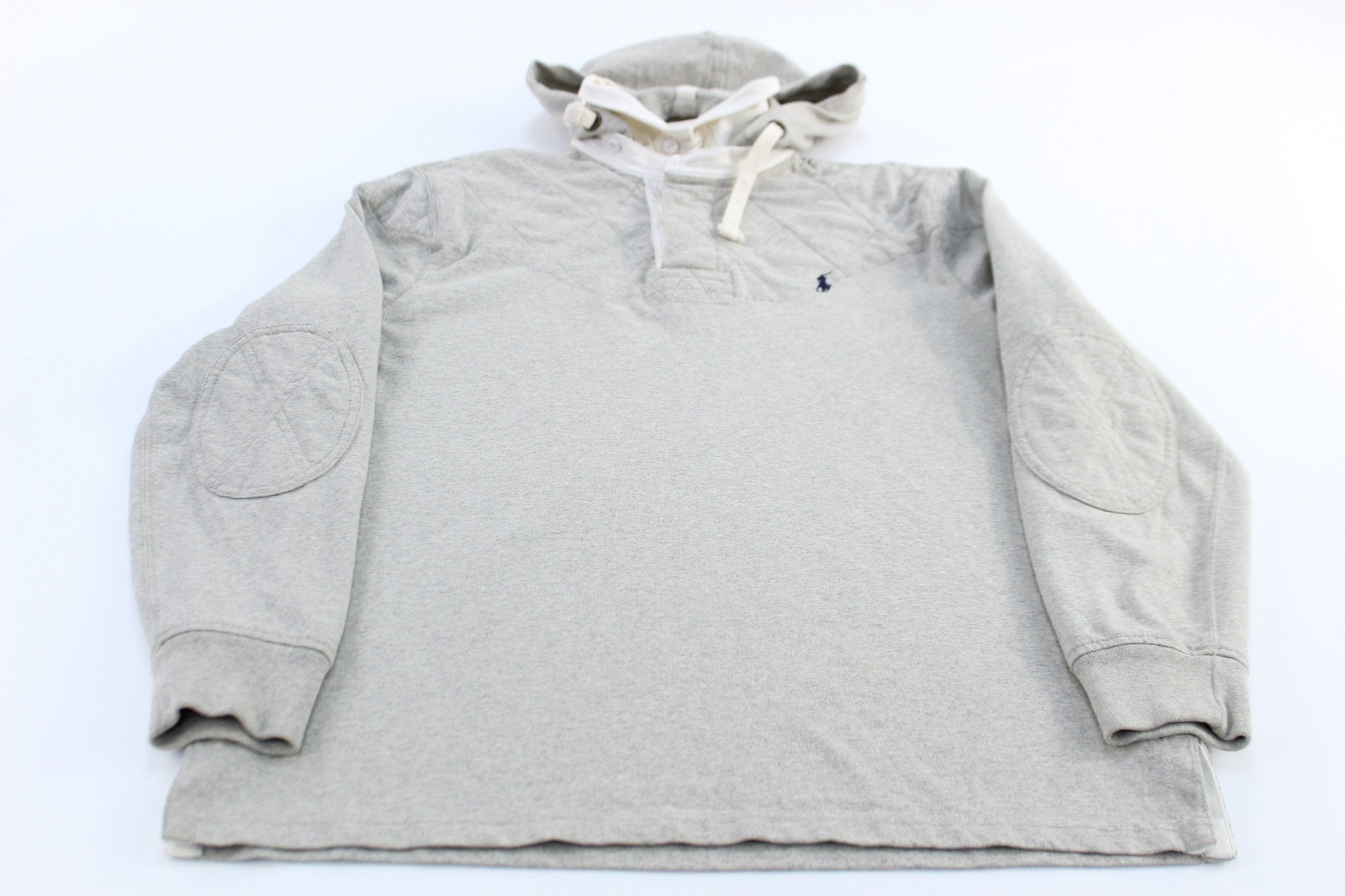 Polo by Ralph Lauren Grey Button Up Hoodie - ThriftedThreads.com