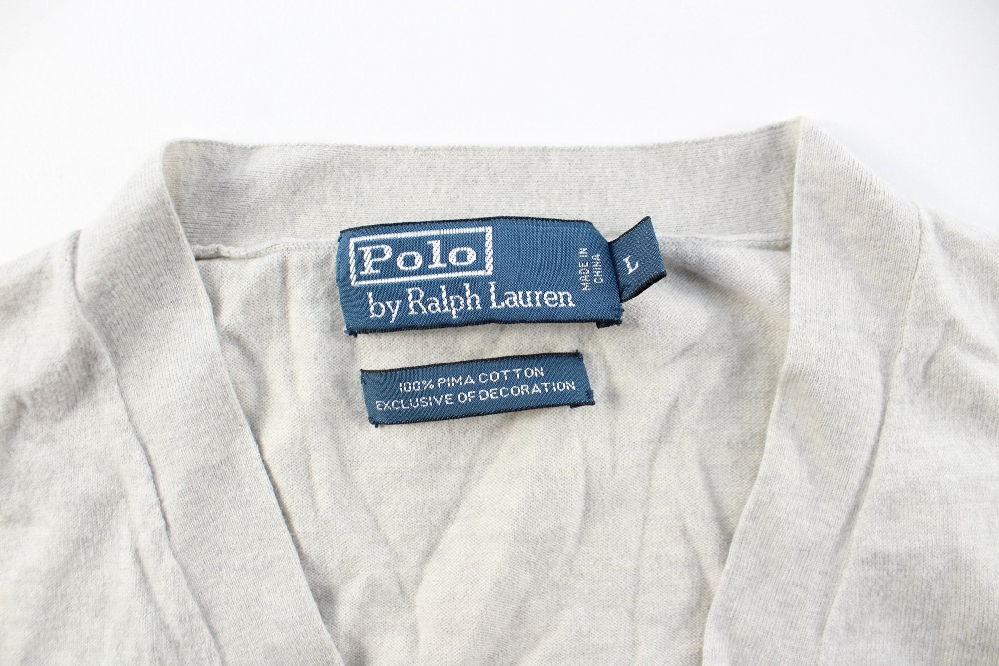 Polo by Ralph Lauren Light Grey Cardigan - ThriftedThreads.com