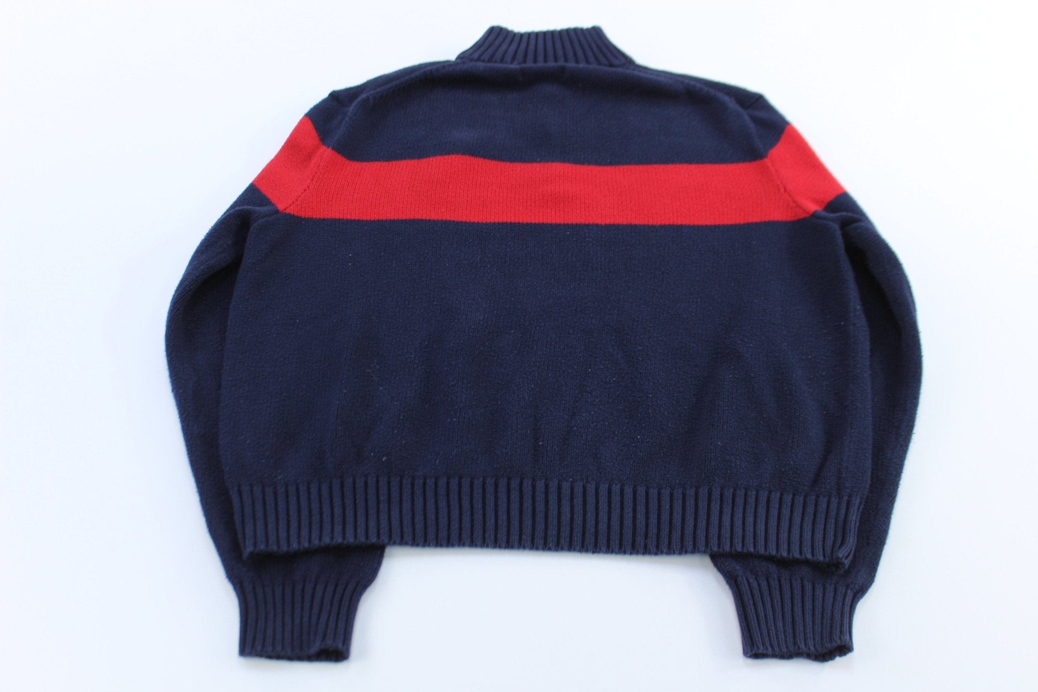 Polo by Ralph Lauren Red & Blue NYC Striped Pullover Sweater - ThriftedThreads.com