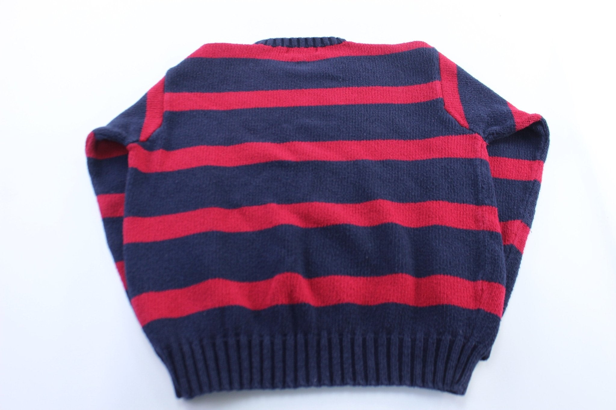 Polo by Ralph Lauren Red & Blue Striped Knitted Sweater - ThriftedThreads.com