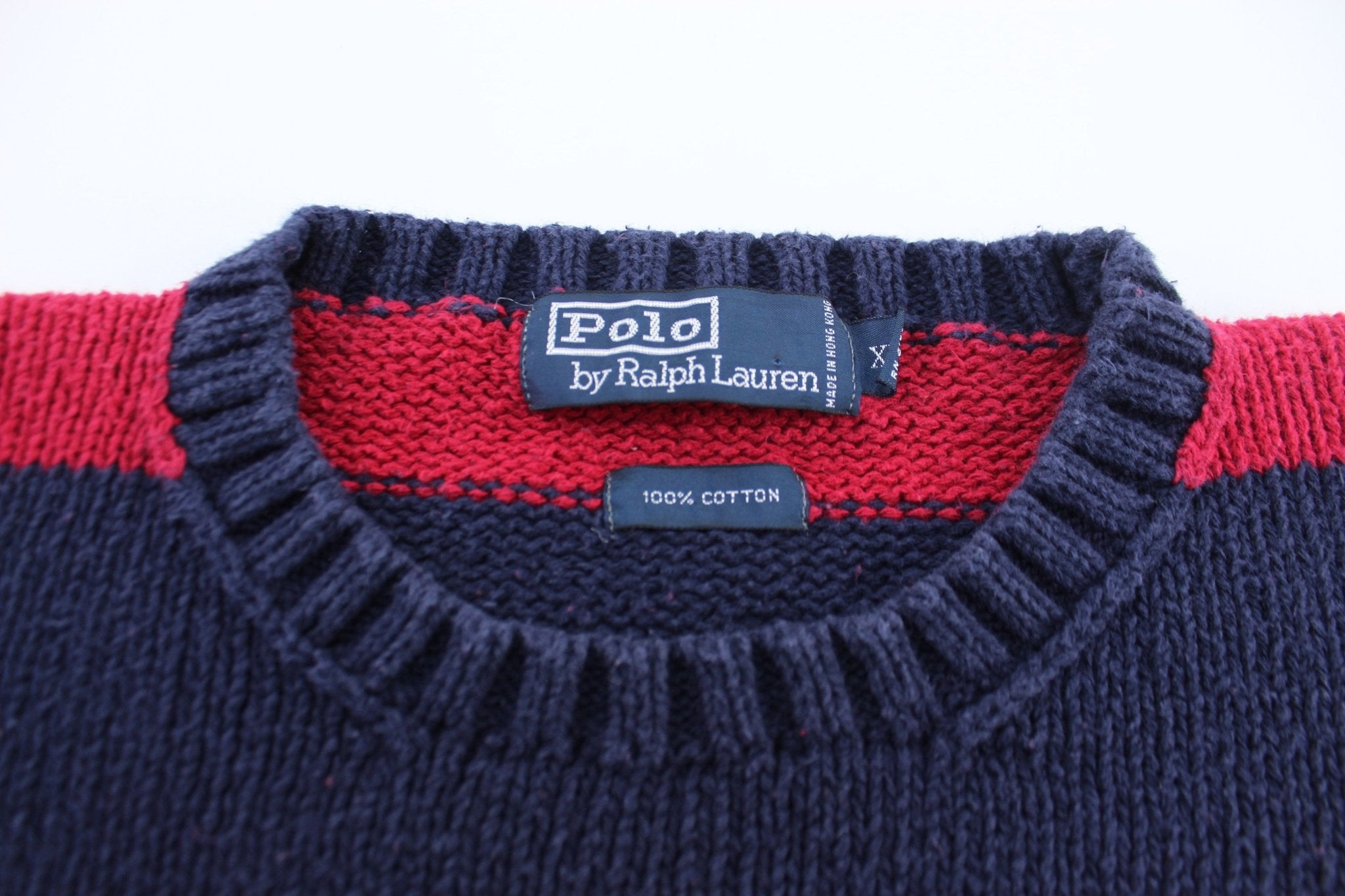 Polo by Ralph Lauren Red & Blue Striped Knitted Sweater - ThriftedThreads.com