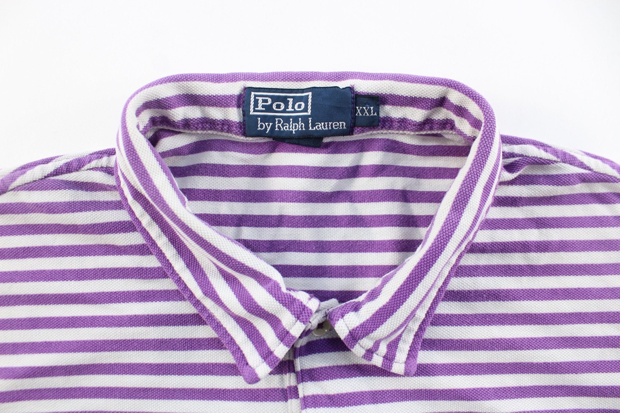 Polo by Ralph Lauren White & Purple Striped Button Up - ThriftedThreads.com