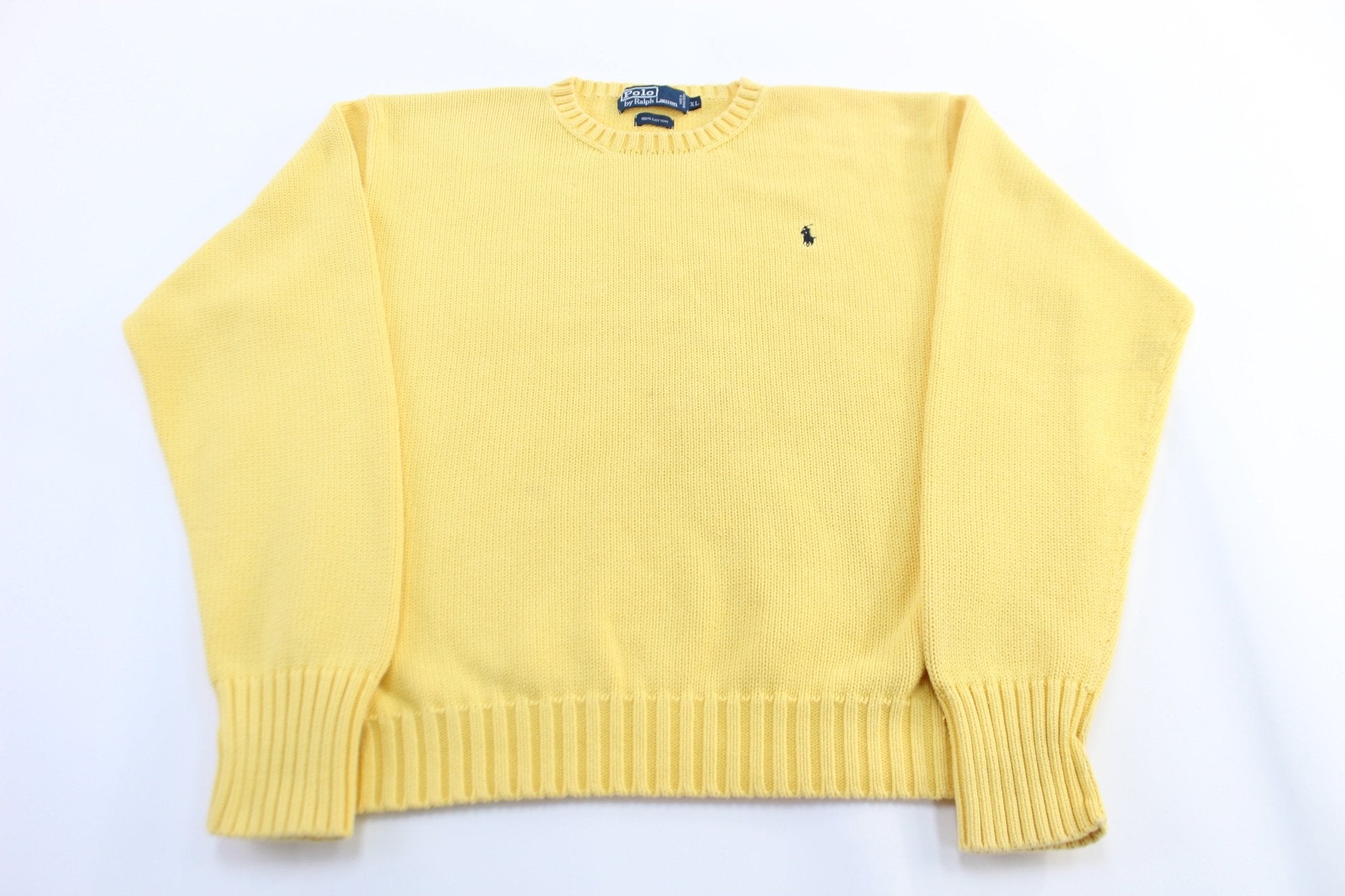 Polo by Ralph Lauren Yellow Knit Sweater - ThriftedThreads.com