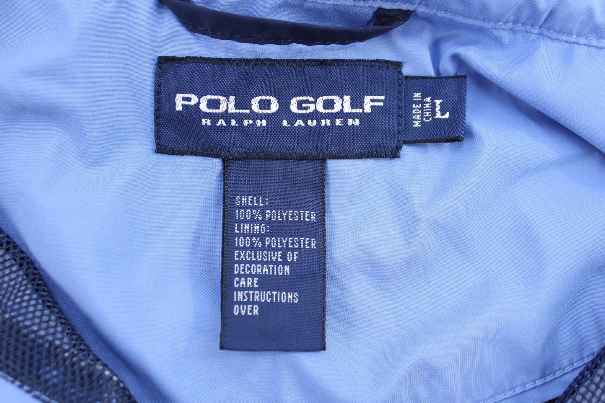 Polo Golf Ralph Lauren Embroidered Logo Blue Windbreaker Pullover - ThriftedThreads.com