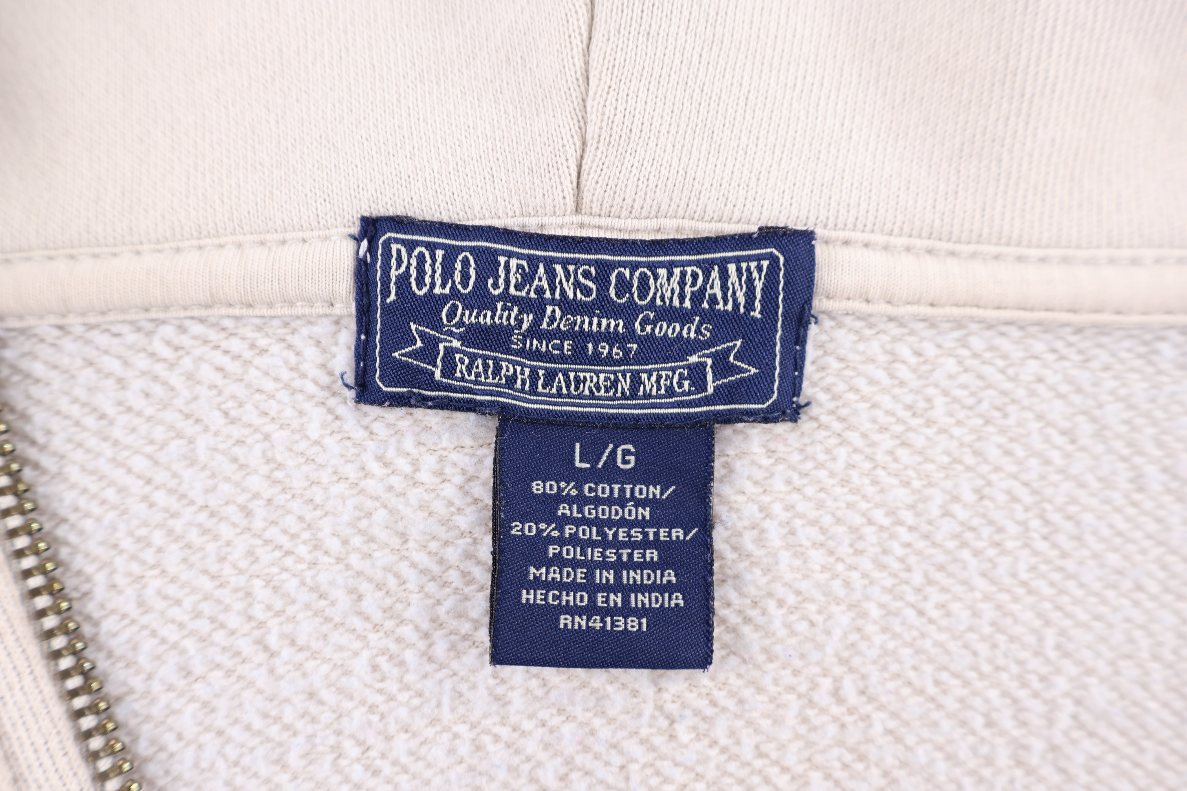 Polo Jeans Company Tan Full Zip Hoodie - Jacket - Thrifted Threads