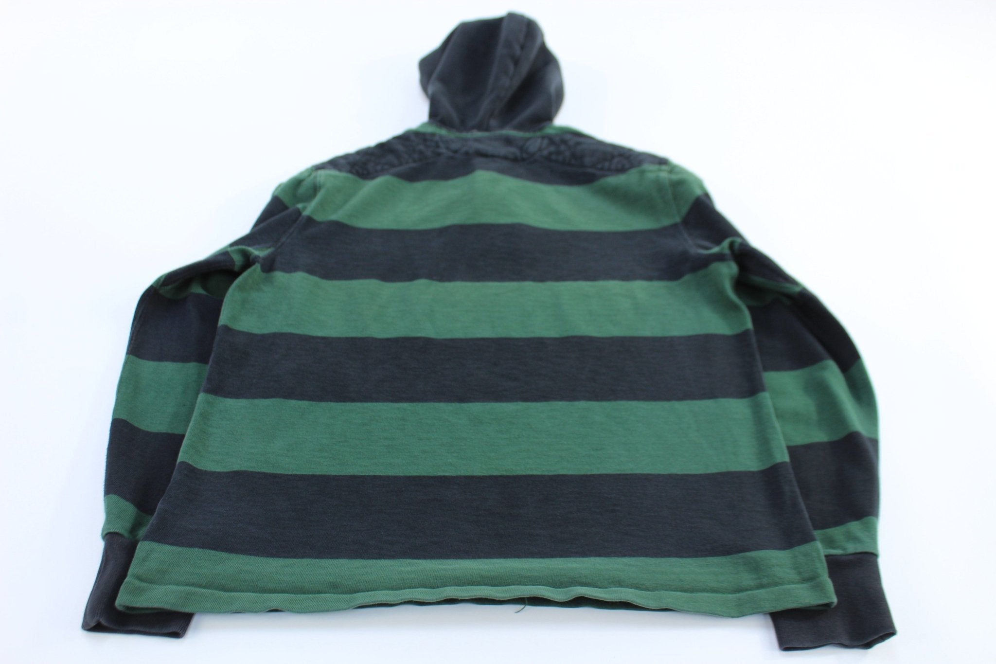 Polo Ralph Lauren Black & Green Striped Pullover Hoodie - ThriftedThreads.com