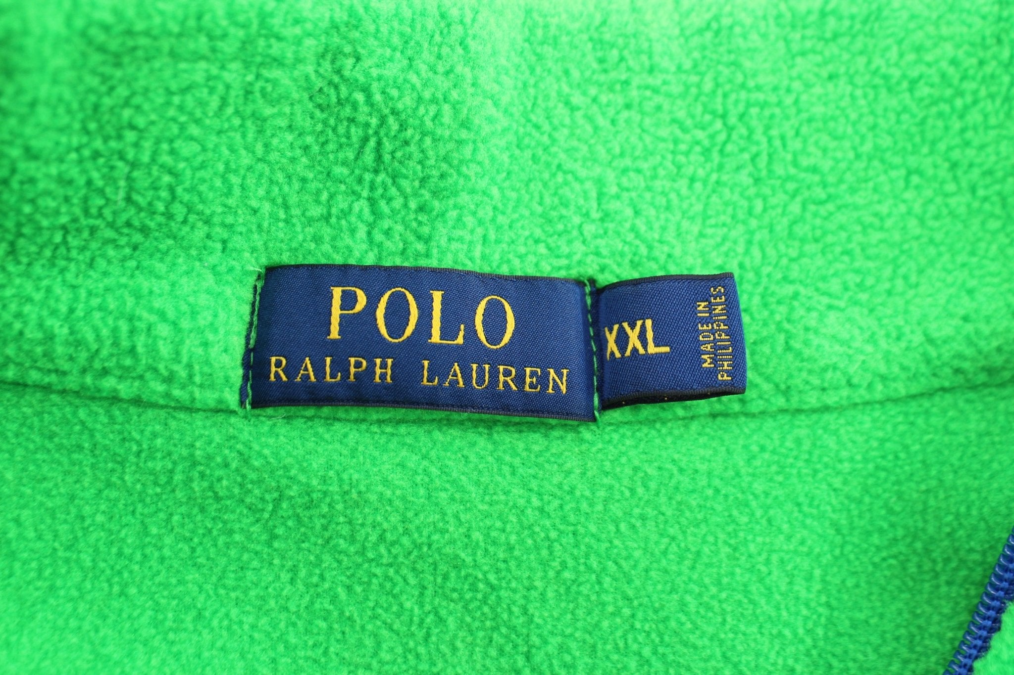 Polo Ralph Lauren Blue & Green Half Zip Fleece Pullover - ThriftedThreads.com