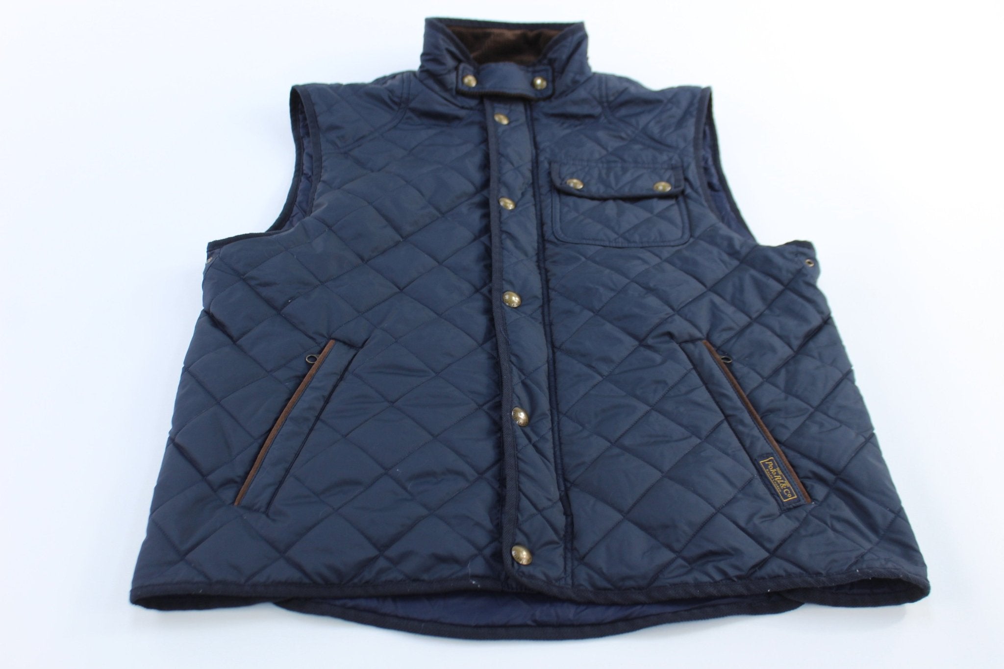 Polo Ralph Lauren Blue Quilted Zip Up Vest - ThriftedThreads.com