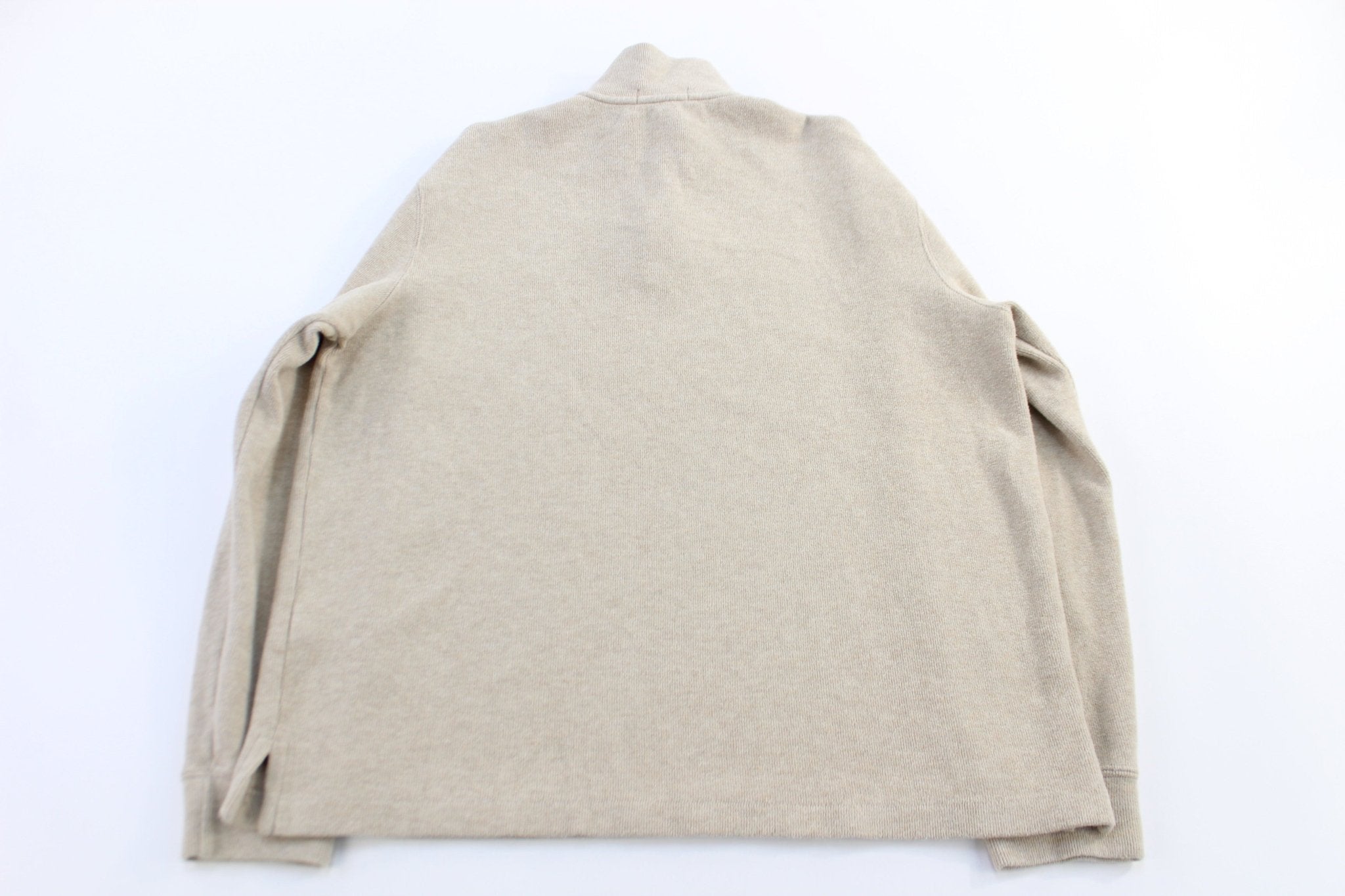 Polo Ralph Lauren Embroidered Logo Beige Quarter Zip Sweater - Sweater - Thrifted Threads
