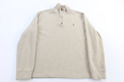 Polo Ralph Lauren Embroidered Logo Beige Quarter Zip Sweater - Sweater - Thrifted Threads