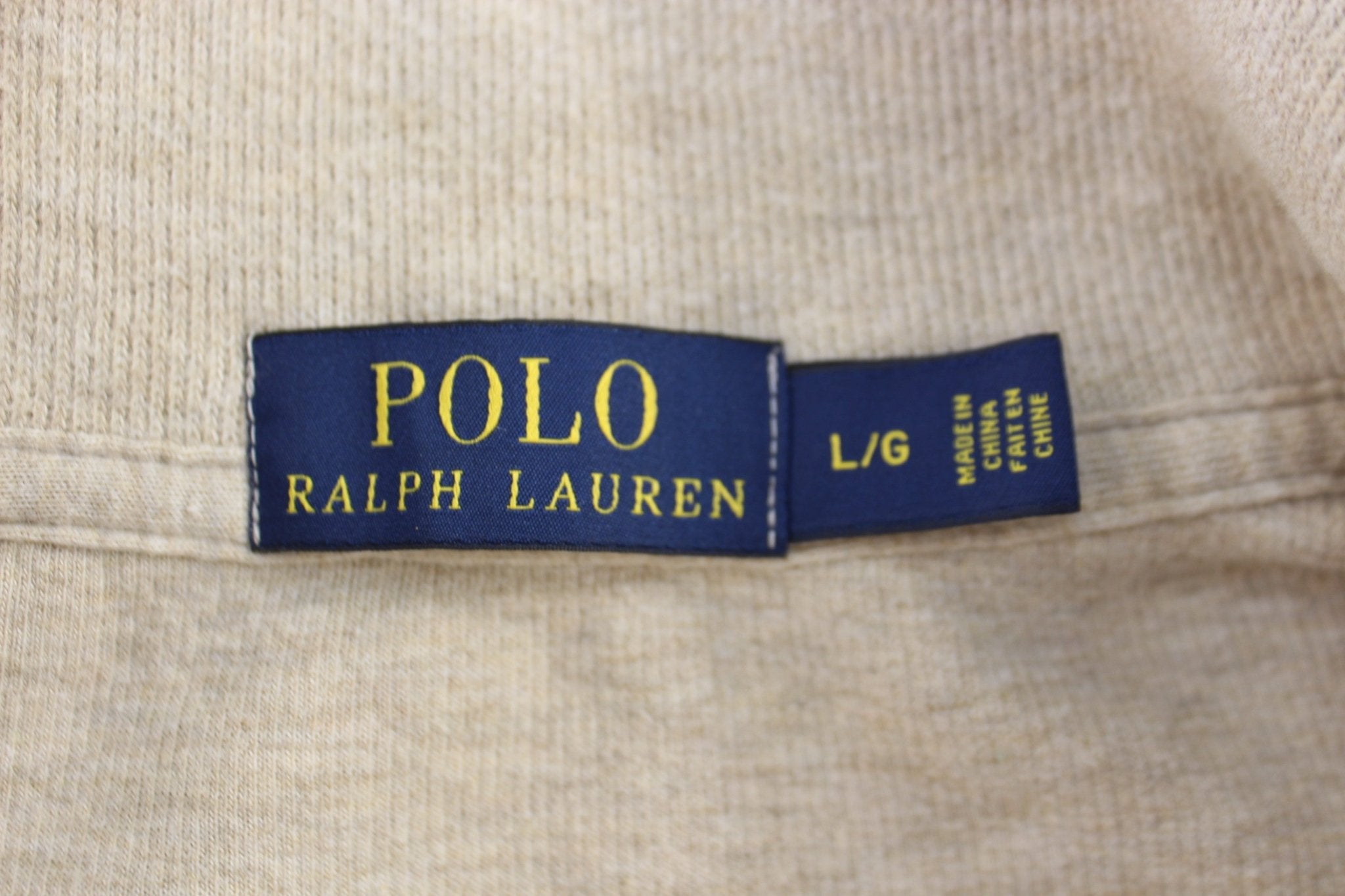 Polo Ralph Lauren Embroidered Logo Beige Quarter Zip Sweater - Sweater - Thrifted Threads