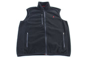 Polo Ralph Lauren Embroidered Logo Black Fleece Zip Up Vest - ThriftedThreads.com