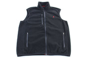Polo Ralph Lauren Embroidered Logo Black Fleece Zip Up Vest - Vest - Thrifted Threads