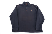 Polo Ralph Lauren Embroidered Logo Black Quarter Zip Pullover - Sweater - Thrifted Threads