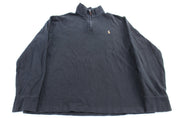 Polo Ralph Lauren Embroidered Logo Black Quarter Zip Sweater - Sweater - Thrifted Threads