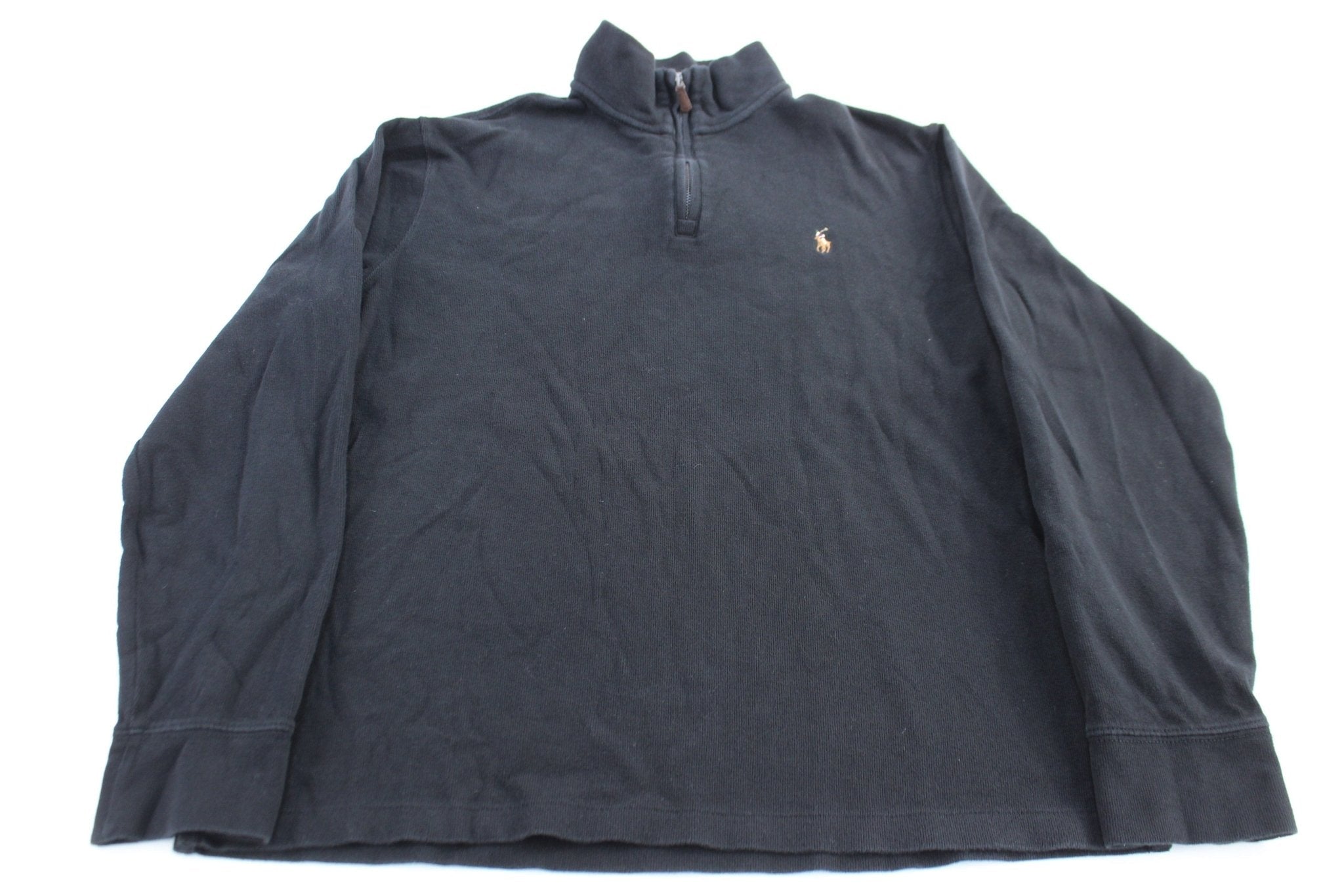 Polo Ralph Lauren Embroidered Logo Black Quarter Zip Sweater - Sweater - Thrifted Threads