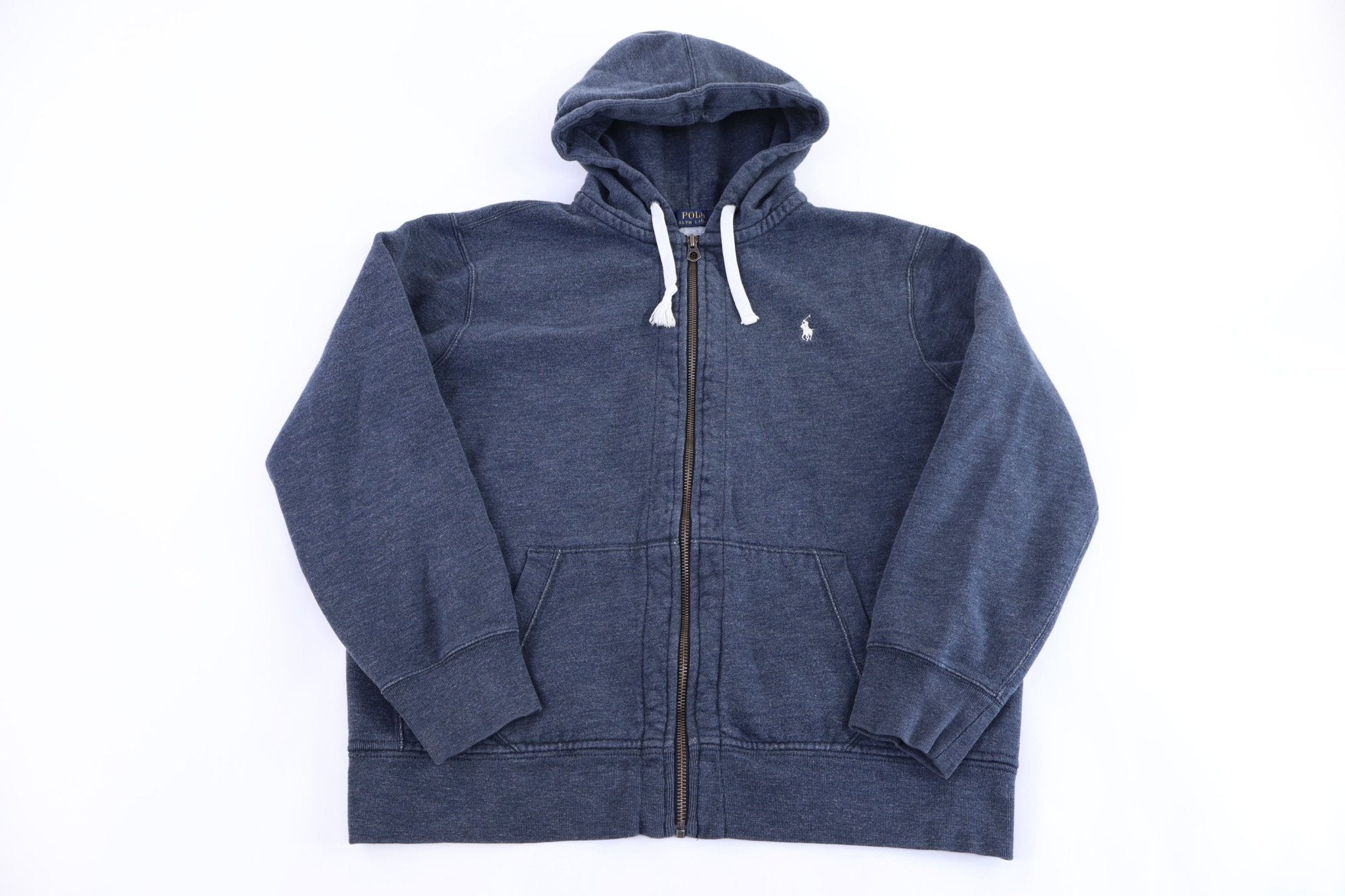 Polo Ralph Lauren Embroidered Logo Blue Full Zip Hoodie - Jacket - Thrifted Threads