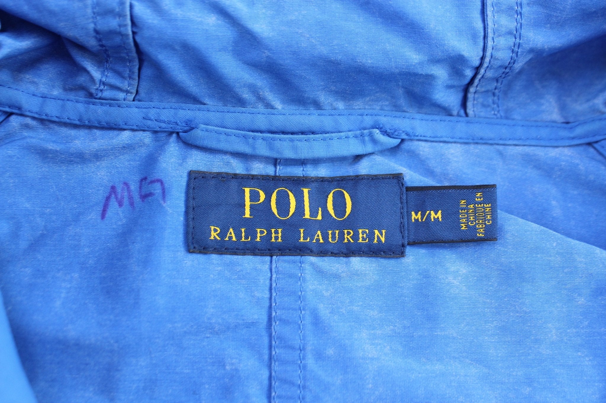 Polo Ralph Lauren Embroidered Logo Blue Hooded Jacket - ThriftedThreads.com