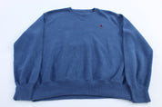 Polo Ralph Lauren Embroidered Logo Blue Knit Sweater - ThriftedThreads.com