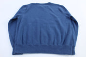 Polo Ralph Lauren Embroidered Logo Blue Knit Sweater - ThriftedThreads.com