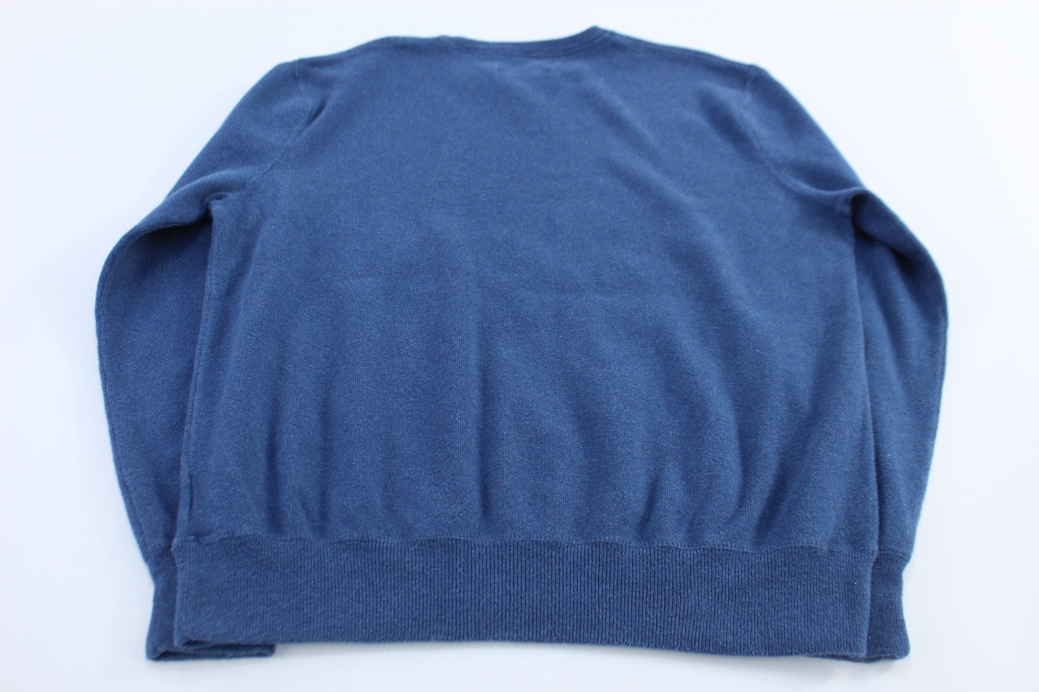 Polo Ralph Lauren Embroidered Logo Blue Knit Sweater - ThriftedThreads.com