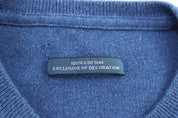 Polo Ralph Lauren Embroidered Logo Blue Knit Sweater - ThriftedThreads.com