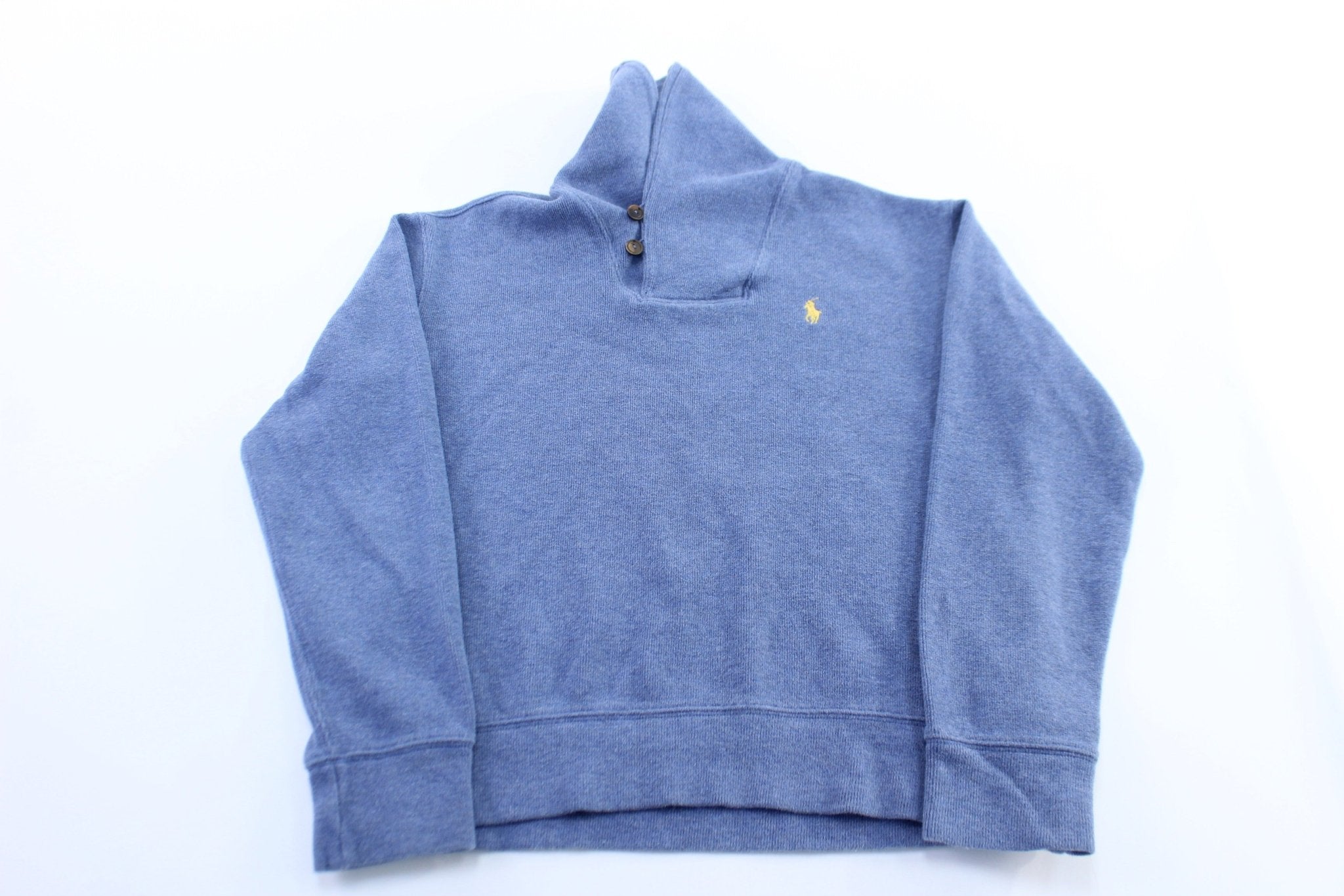 Polo Ralph Lauren Embroidered Logo Blue Pullover Sweater - ThriftedThreads.com