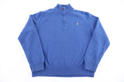 Polo Ralph Lauren Embroidered Logo Blue Quarter Zip Pullover - Sweater - Thrifted Threads