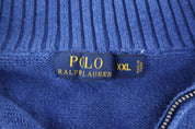 Polo Ralph Lauren Embroidered Logo Blue Quarter Zip Pullover - Sweater - Thrifted Threads