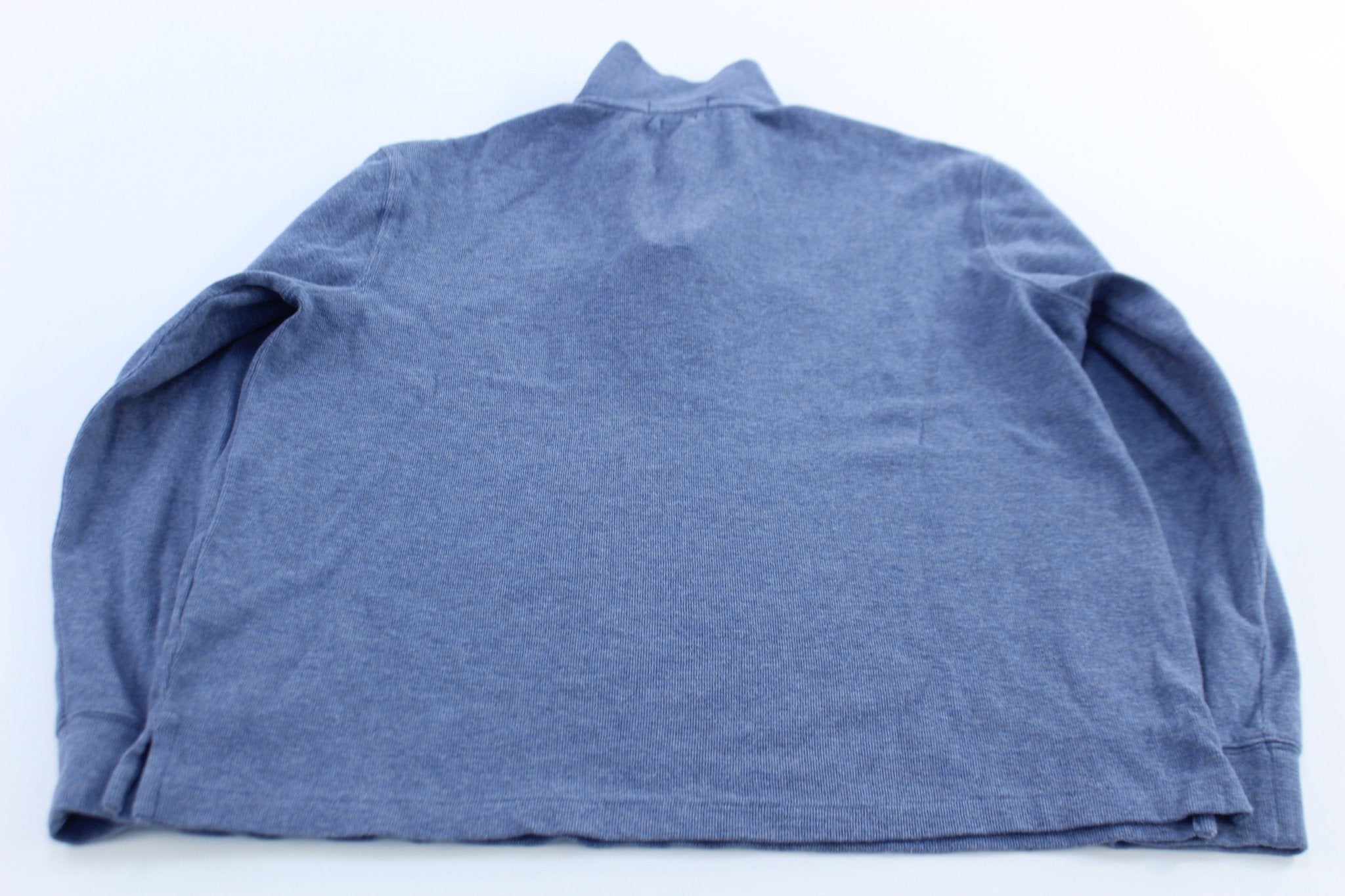 Polo Ralph Lauren Embroidered Logo Blue Quarter Zip Sweater - ThriftedThreads.com