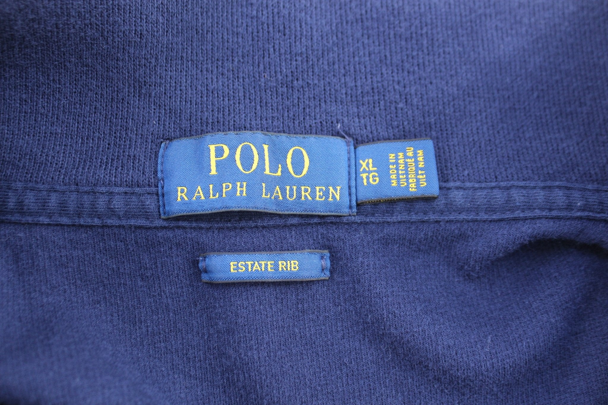 Polo Ralph Lauren Embroidered Logo Blue Quarter Zip Sweater - ThriftedThreads.com