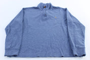 Polo Ralph Lauren Embroidered Logo Blue Quarter Zip Sweater - ThriftedThreads.com