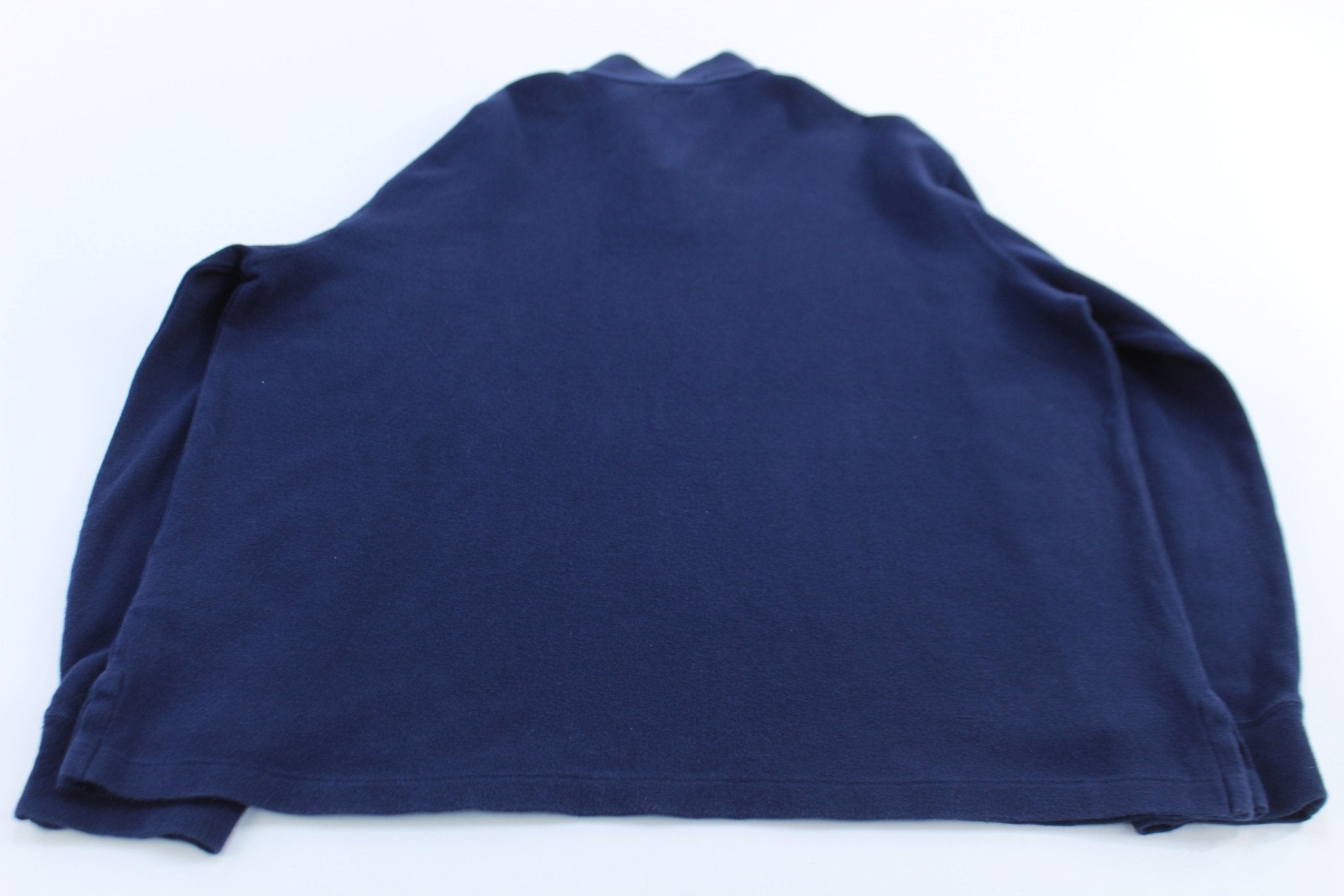 Polo Ralph Lauren Embroidered Logo Blue Quarter Zip Sweater - ThriftedThreads.com