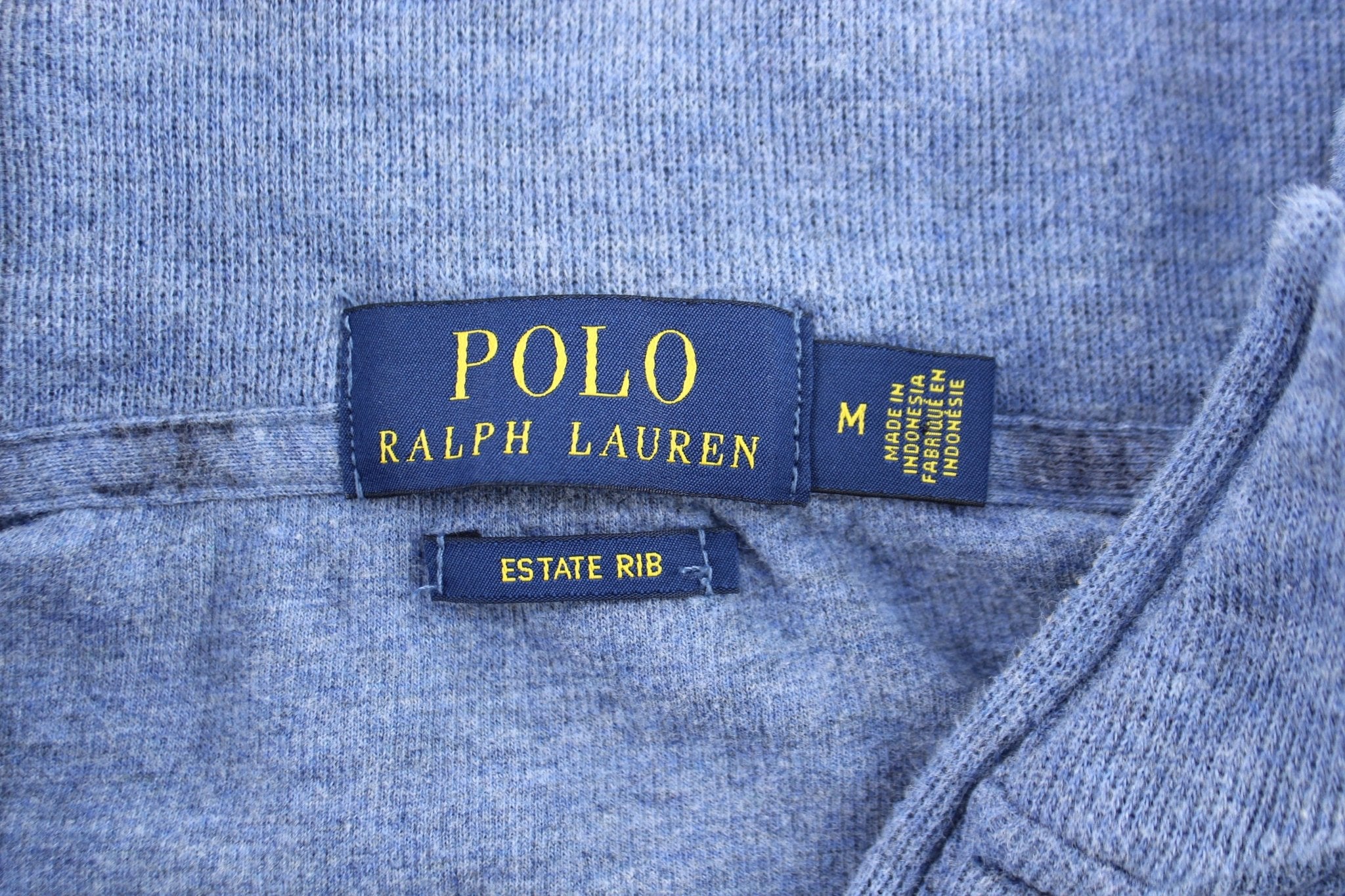 Polo Ralph Lauren Embroidered Logo Blue Quarter Zip Sweater - ThriftedThreads.com