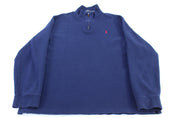 Polo Ralph Lauren Embroidered Logo Blue Quarter Zip Sweater - ThriftedThreads.com