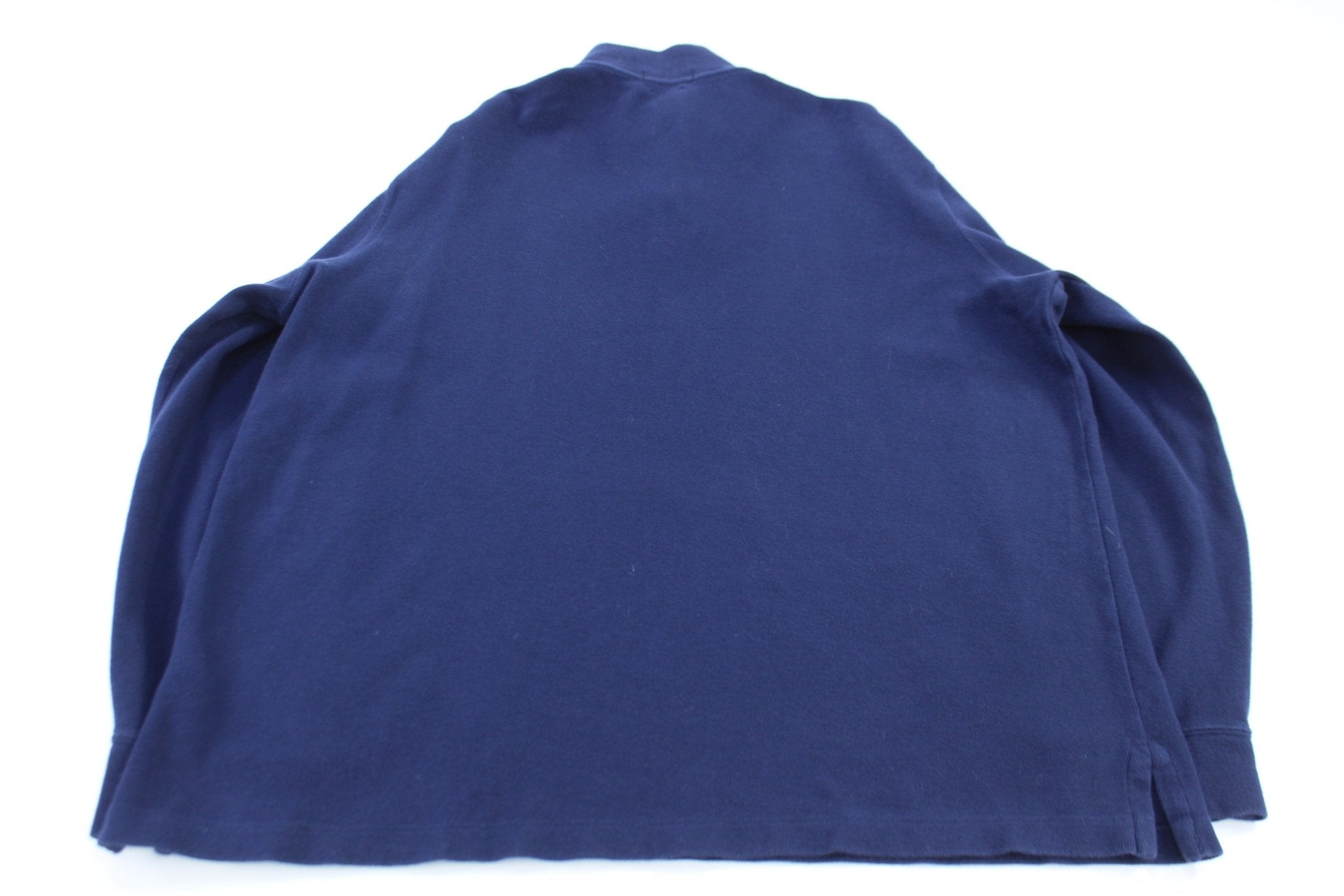 Polo Ralph Lauren Embroidered Logo Blue Quarter Zip Sweater - ThriftedThreads.com