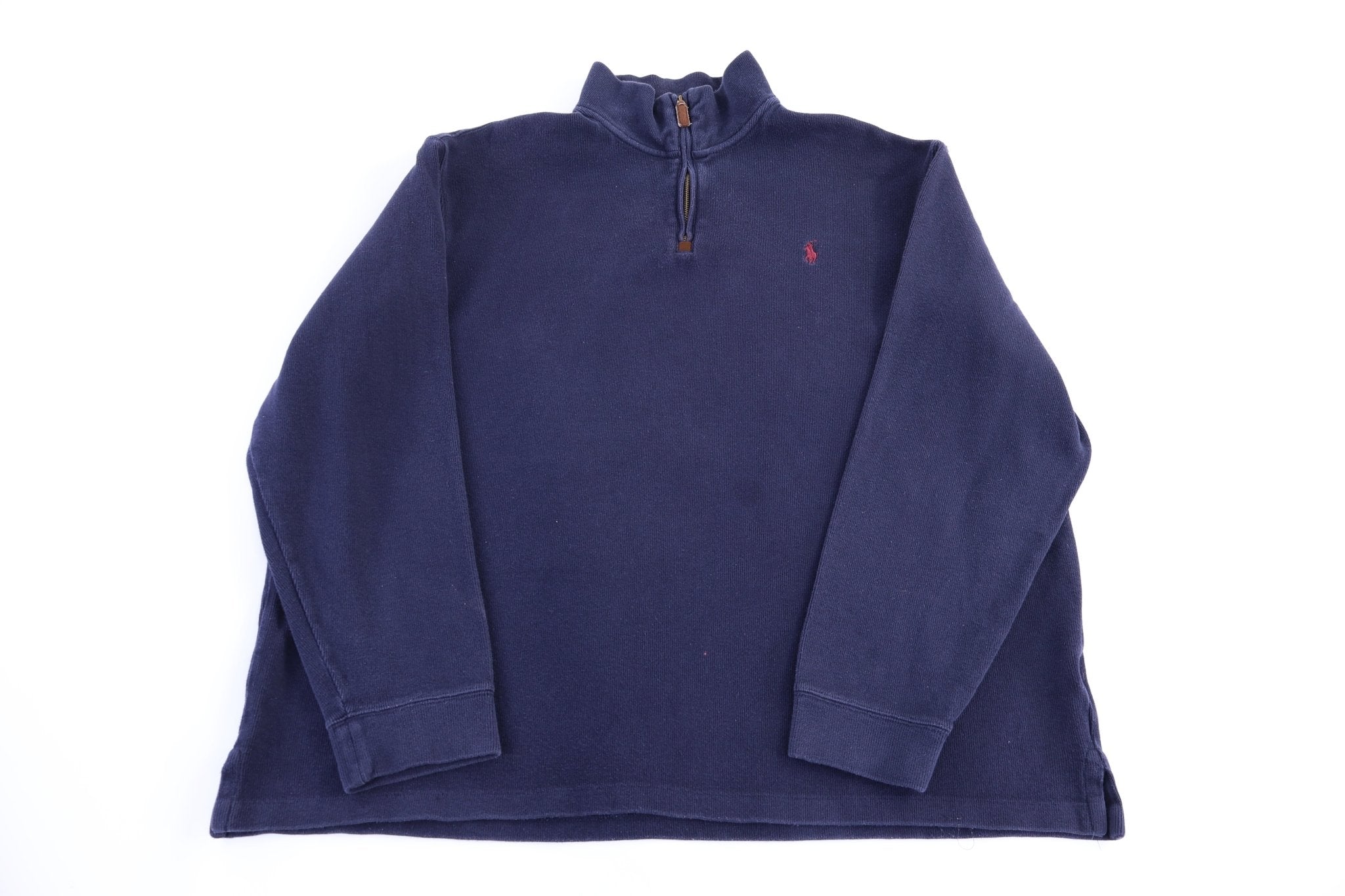 Polo Ralph Lauren Embroidered Logo Blue Quarter Zip Sweater - Sweater - Thrifted Threads