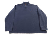 Polo Ralph Lauren Embroidered Logo Blue Quarter Zip Sweater - Sweater - Thrifted Threads