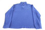 Polo Ralph Lauren Embroidered Logo Blue Quarter Zip Sweater - Sweater - Thrifted Threads