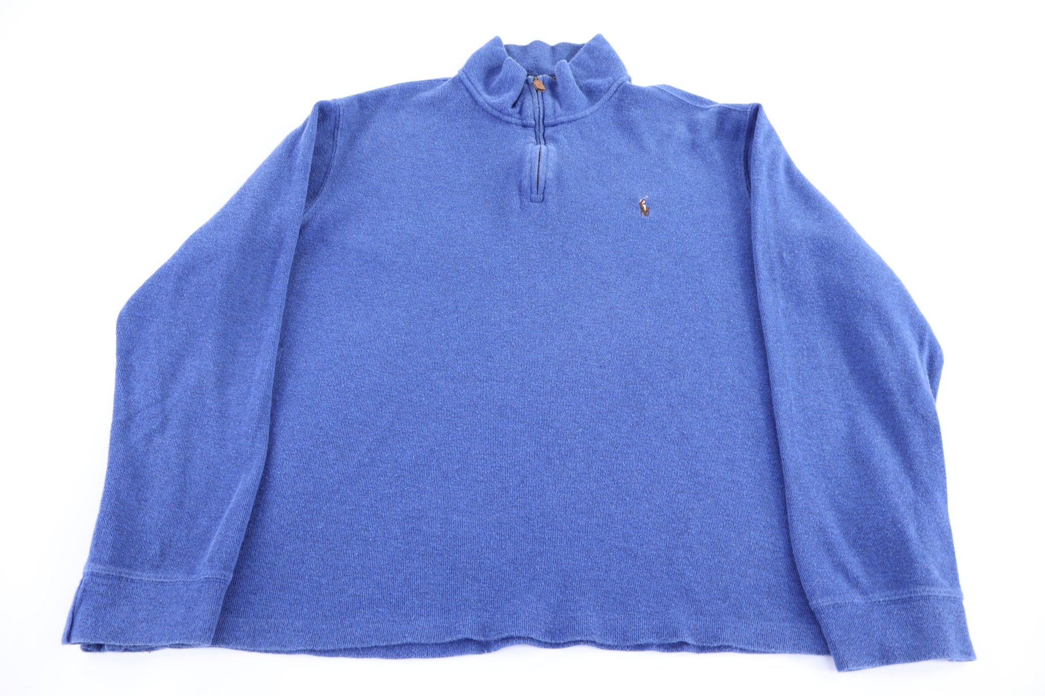 Polo Ralph Lauren Embroidered Logo Blue Quarter Zip Sweater - Sweater - Thrifted Threads