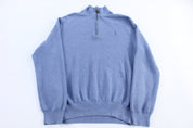 Polo Ralph Lauren Embroidered Logo Blue Quarter Zip Sweater - Sweater - Thrifted Threads
