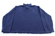 Polo Ralph Lauren Embroidered Logo Blue Quarter Zip Sweater - Sweater - Thrifted Threads