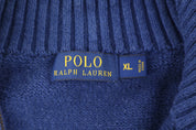 Polo Ralph Lauren Embroidered Logo Blue Quarter Zip Sweater - Sweater - Thrifted Threads