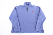Polo Ralph Lauren Embroidered Logo Blue Quarter Zip Sweater - Sweater - Thrifted Threads