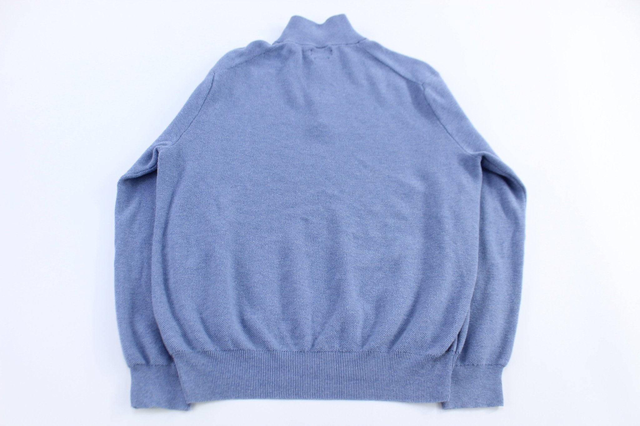Polo Ralph Lauren Embroidered Logo Blue Quarter Zip Sweater - Sweater - Thrifted Threads